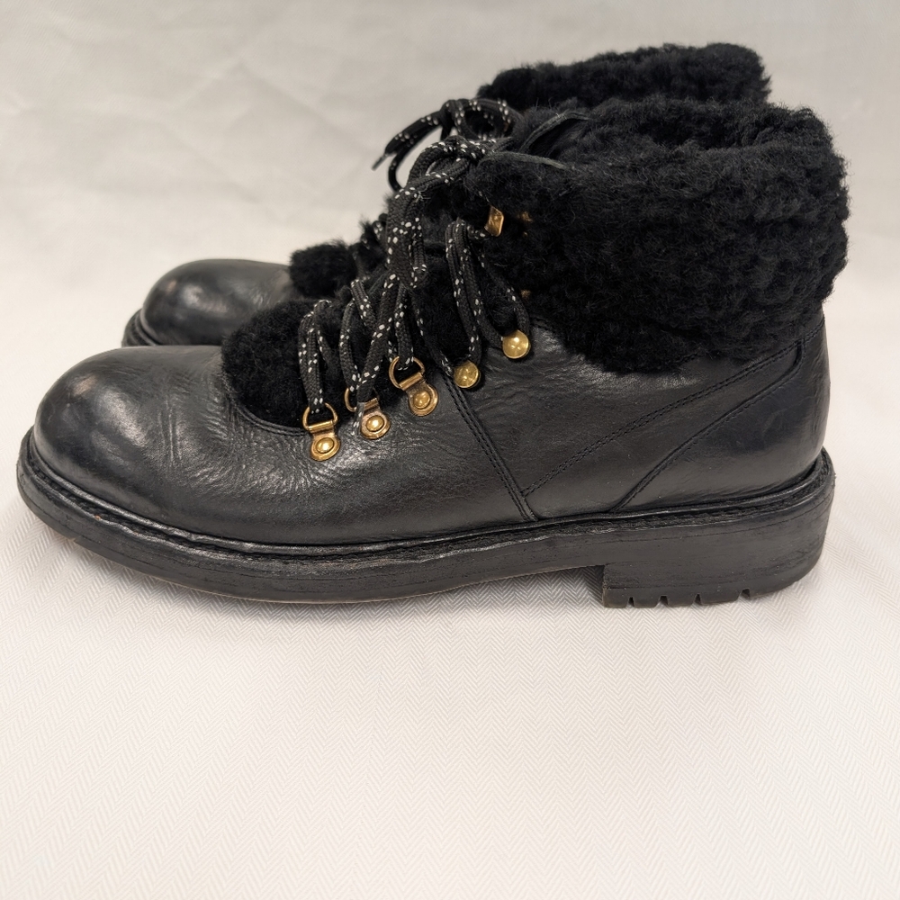 Dolce & Gabbana Black Trekking Fur-Lined Leather Boots Size 11 - Picture 3 of 10